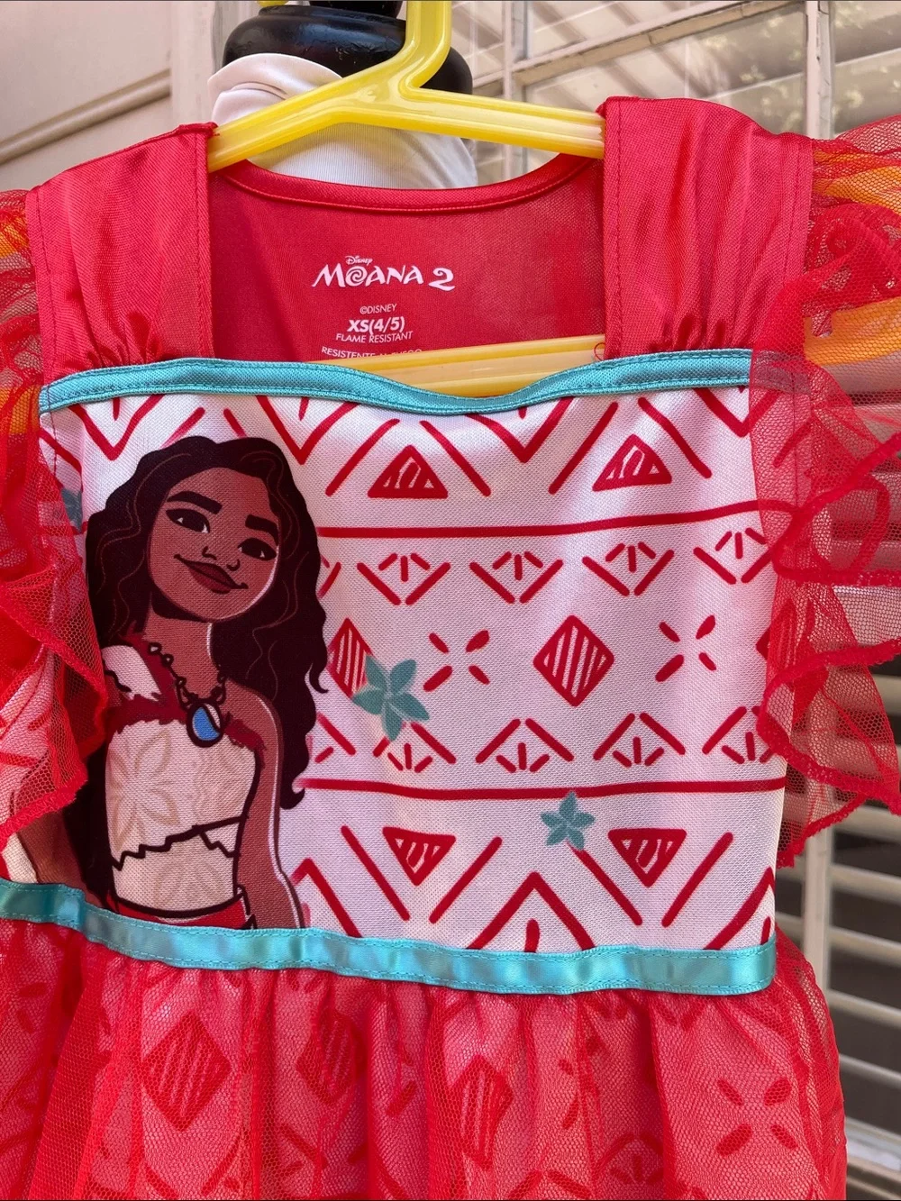 Disney Moana 2 Nightgown Red Princess Sleepwear Size Girls XS 4/5 - Picture 3 of 9